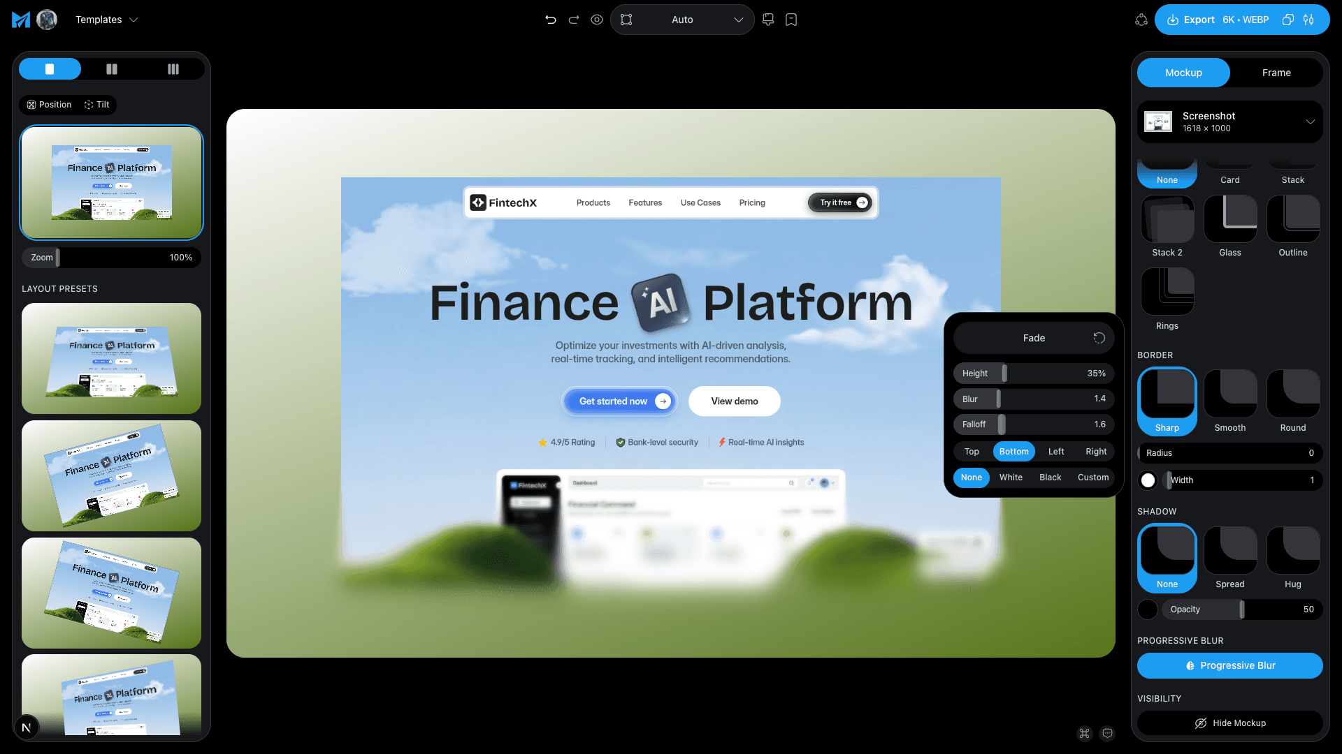 A tall website screenshot with a progressive blur fading out its lower edge